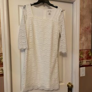 White House Black Market white lace zip-up dress